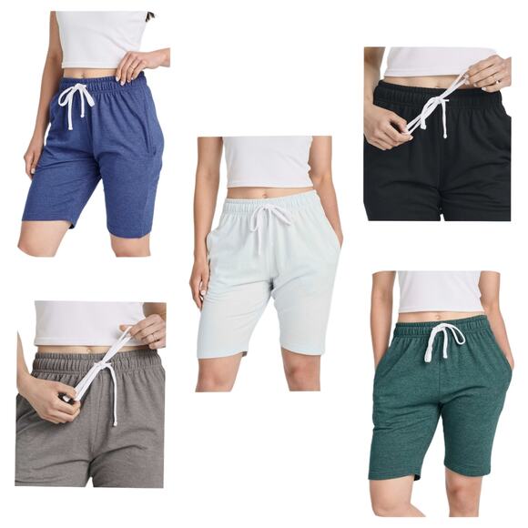 WOMEN'S PLUS 3XL BERMUDA SHORTS FRENCH TERRY 9" 1 PAIR - Picture 1 of 12